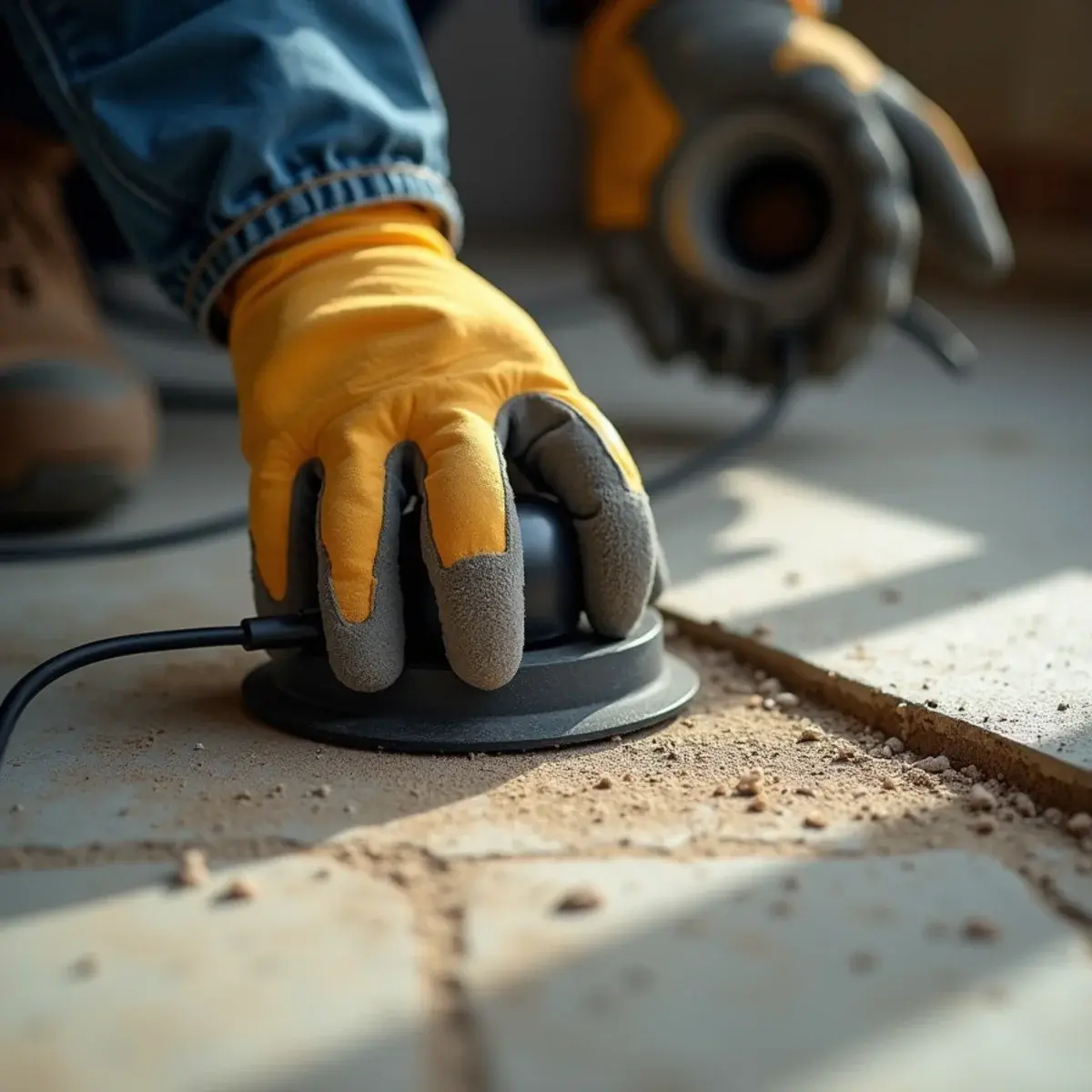Acoustic listening device pinpointing a slab leak under the concrete floor