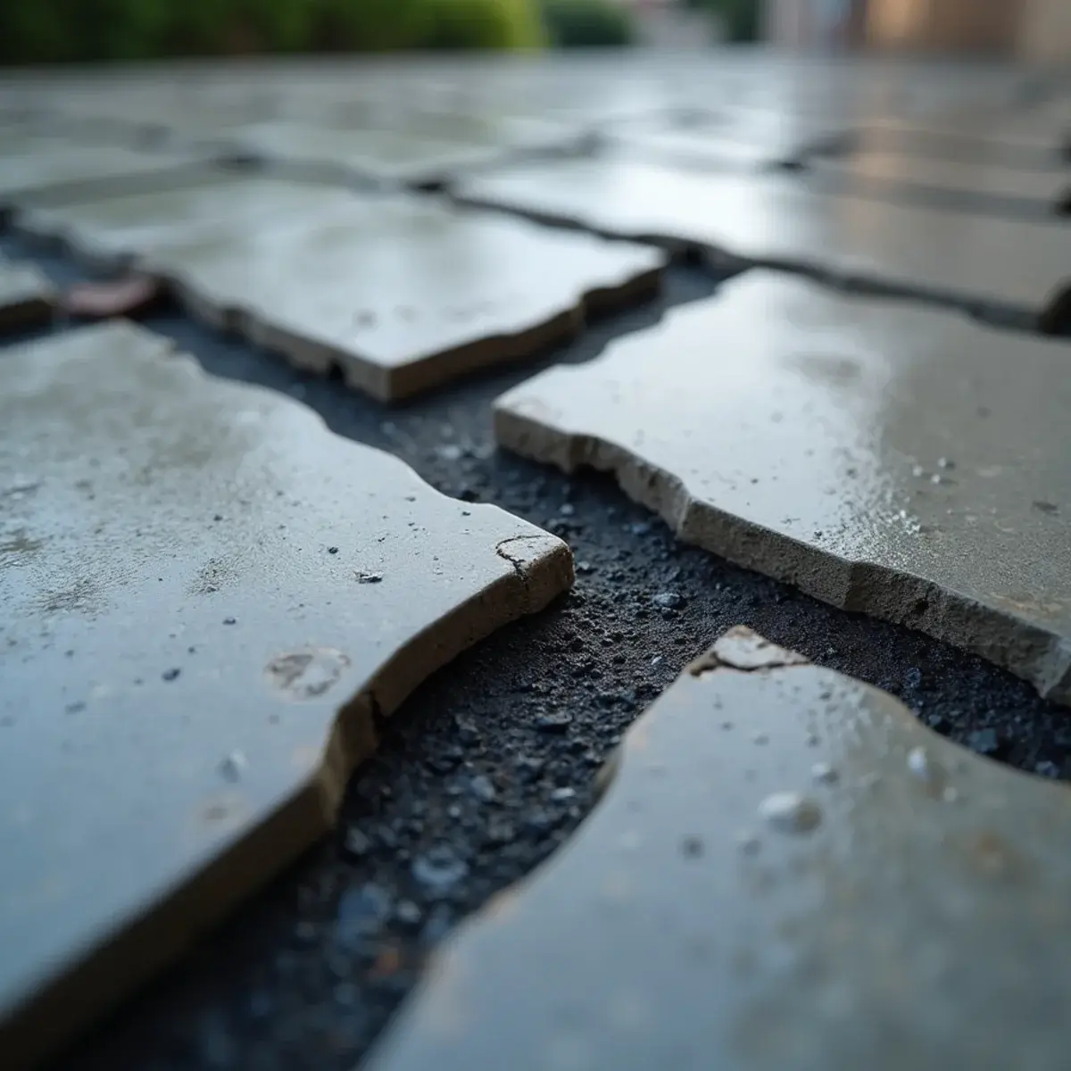 Wind-lifted roof tiles and torn underlayment exposing a storm leak path in Southern California
