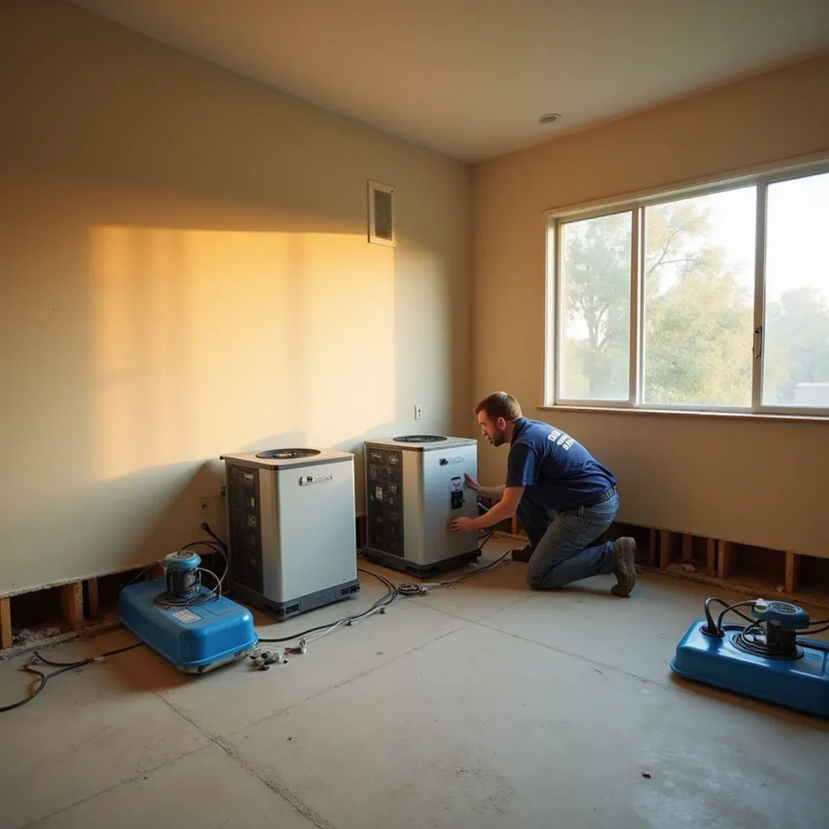 LGR dehumidifiers and air movers drying a Cypress home after water damage