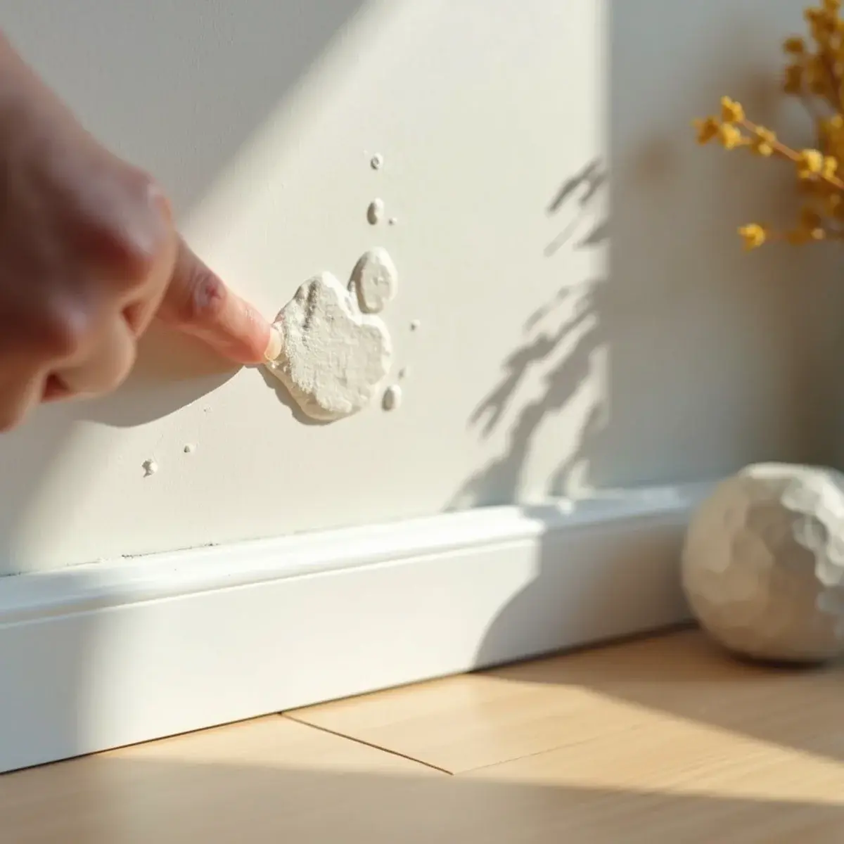 Bubbling and peeling wall paint signaling hidden moisture behind drywall in a Cypress home
