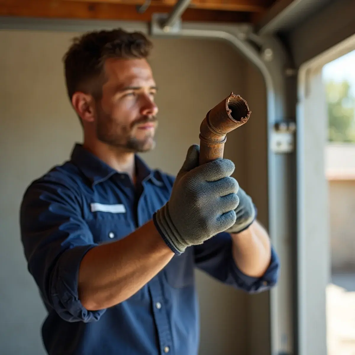 Rusted galvanized steel water supply pipe removed from an older Cypress home wall
