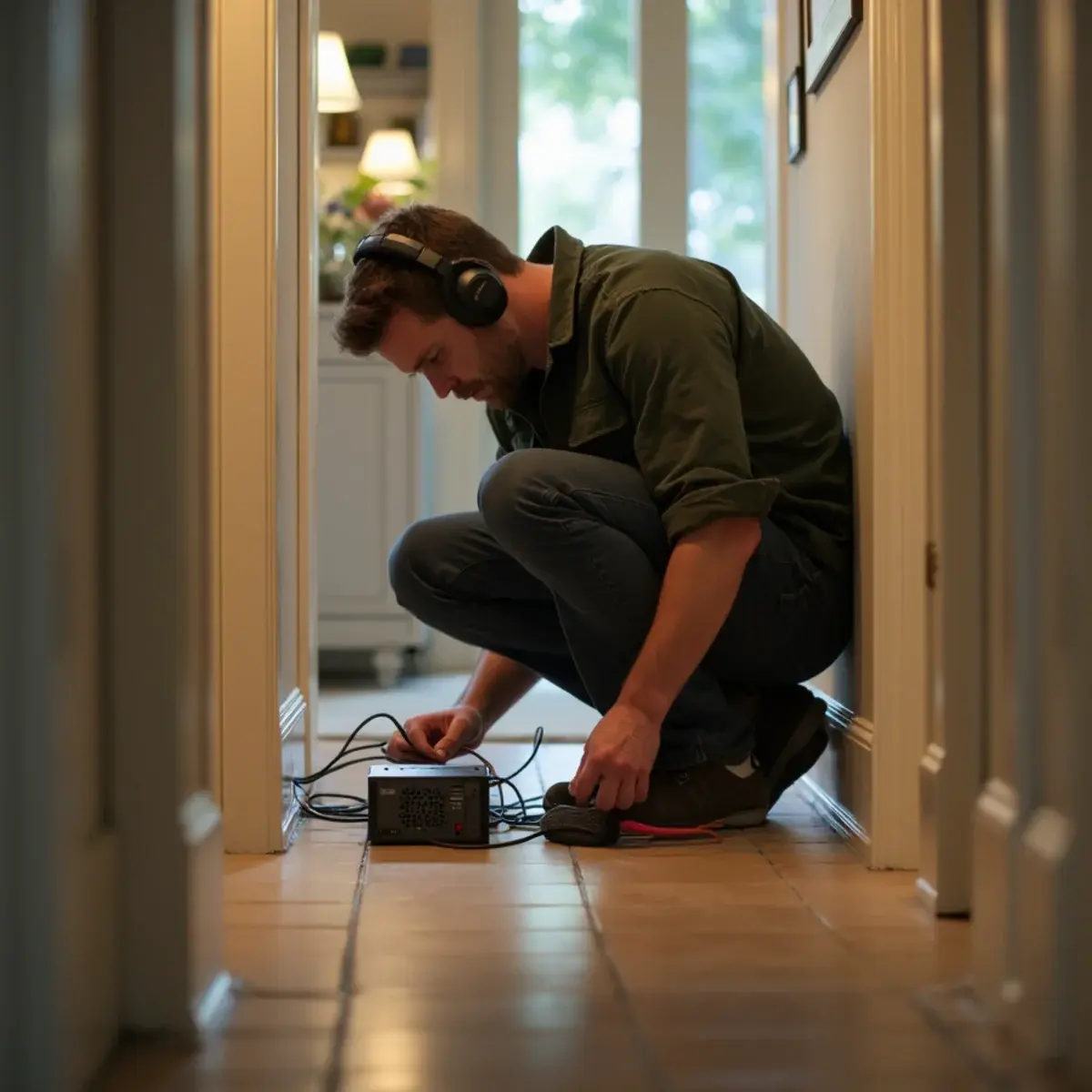 Acoustic leak detection on a slab foundation hallway in north Orange County